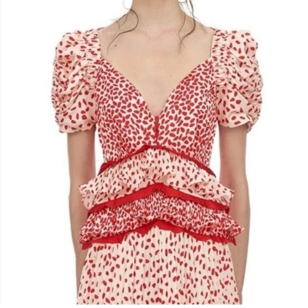 IN SEARCH of Self-Portrait Red and White Maxi Dress